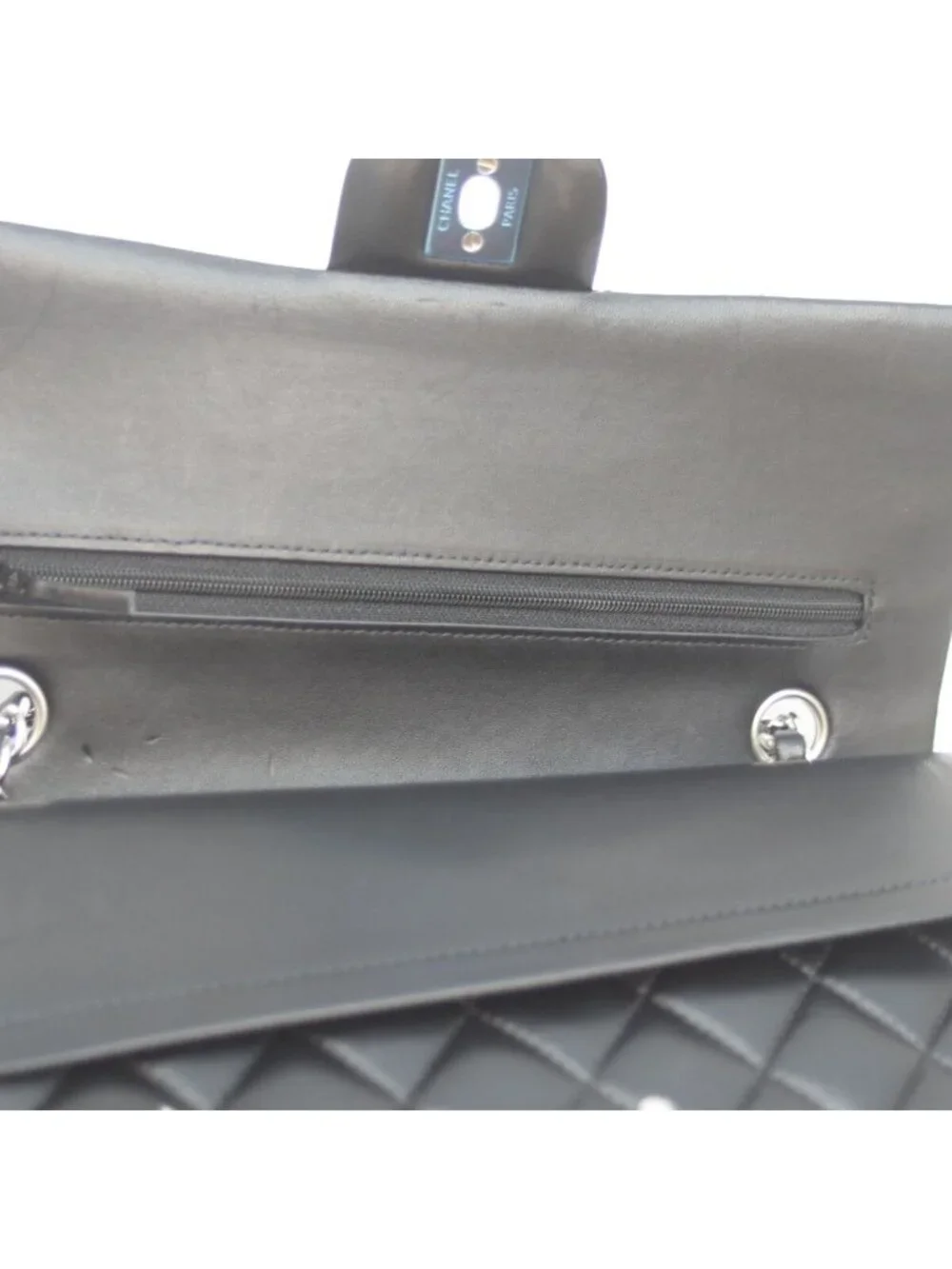 Chanel 21 Black Rum Silver Double Flap Quilted 25
